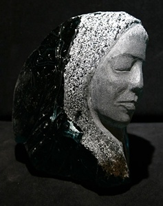 Rudolf Cavalier - Maiden Carved From Burgundy Slag Glass