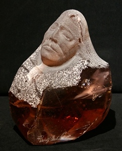 Rudolf Cavalier - Maiden Carved From Burgundy Slag Glass