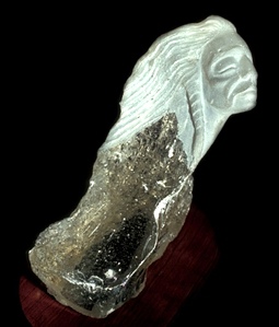 Rudolf Cavalier - Maiden Carved From Burgundy Slag Glass