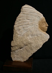 Rudolf Cavalier - Eagle carved from Arizona Picture Stone